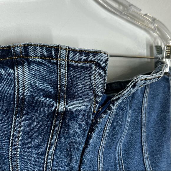 Retrofete Andreia Strapless Denim Mini Dress Size M - Picture 6 of 8